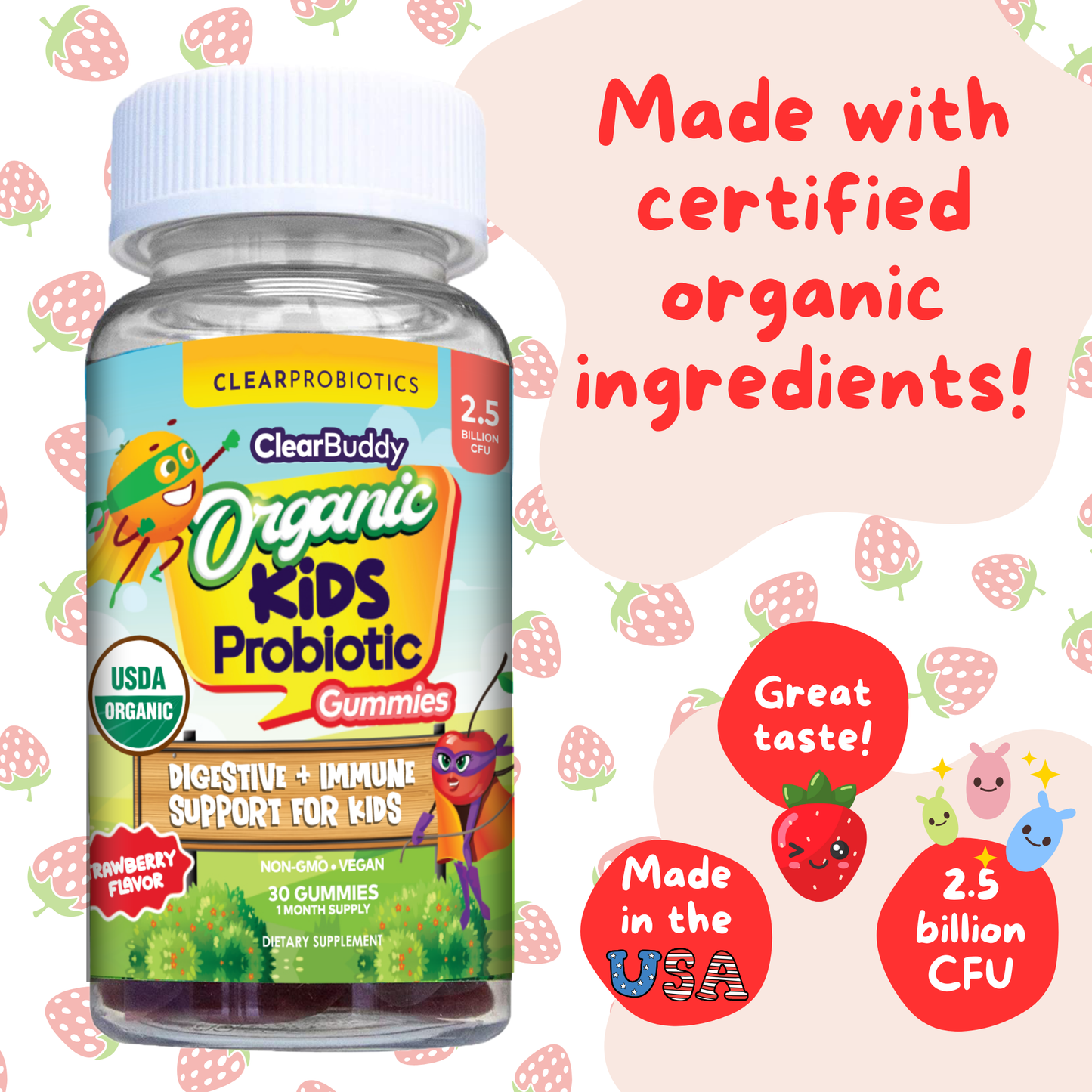 Clear Buddy Organic Kids Probiotic Gummies