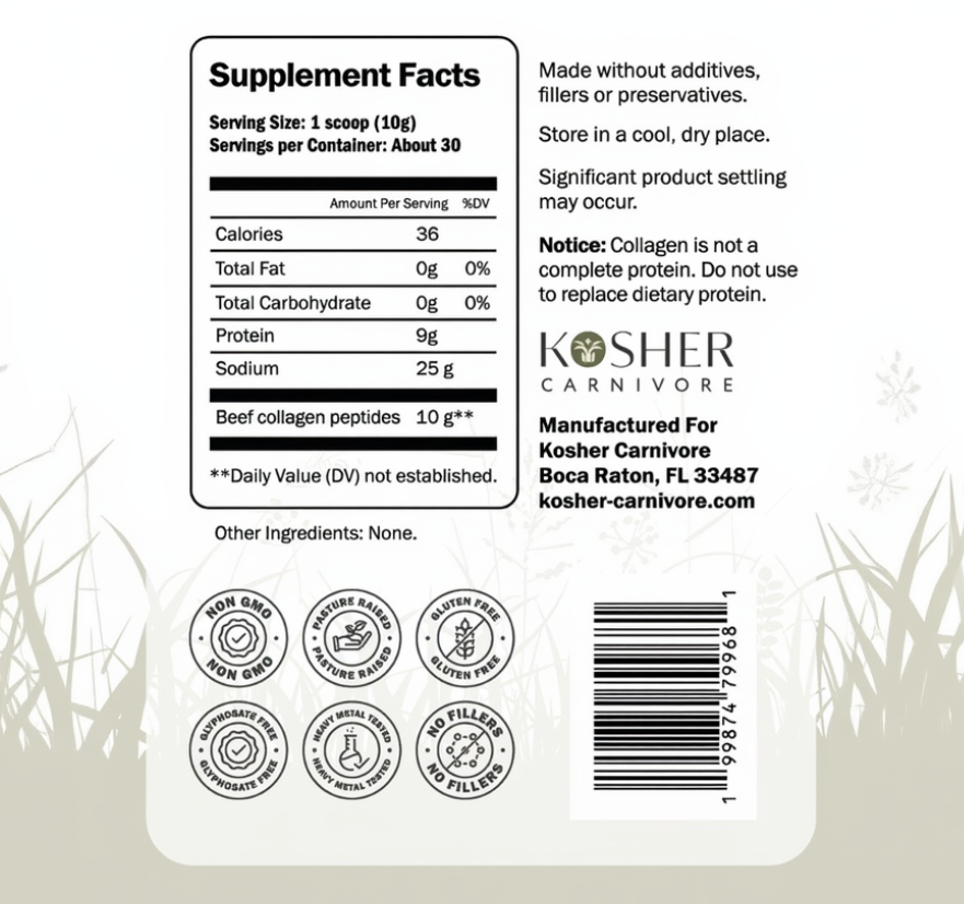 Kosher Pasture Raised Beef Collagen Peptides