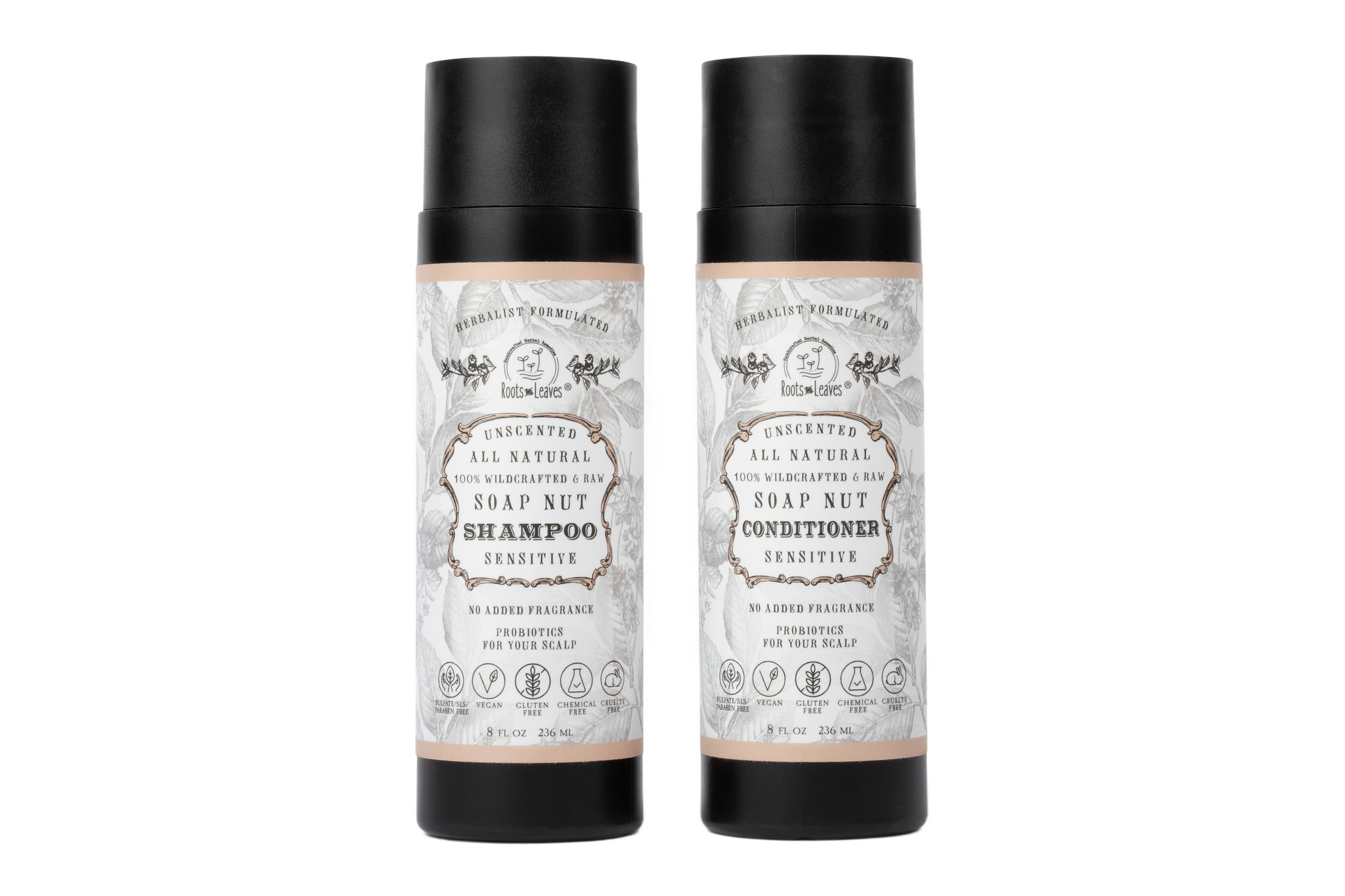 All Natural Soapnut Shampoo and Conditioner Set- UNSCENTED- wild