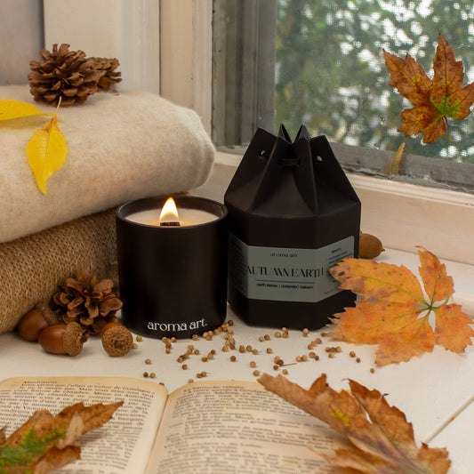 Autumn Earth – Earthy Woodsy Fall Candle | Earth Leaves, Coriander, Balsam | Wood Wick