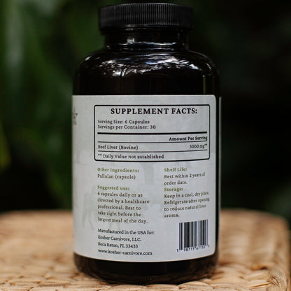Kosher Pasture Raised Beef Liver Capsules