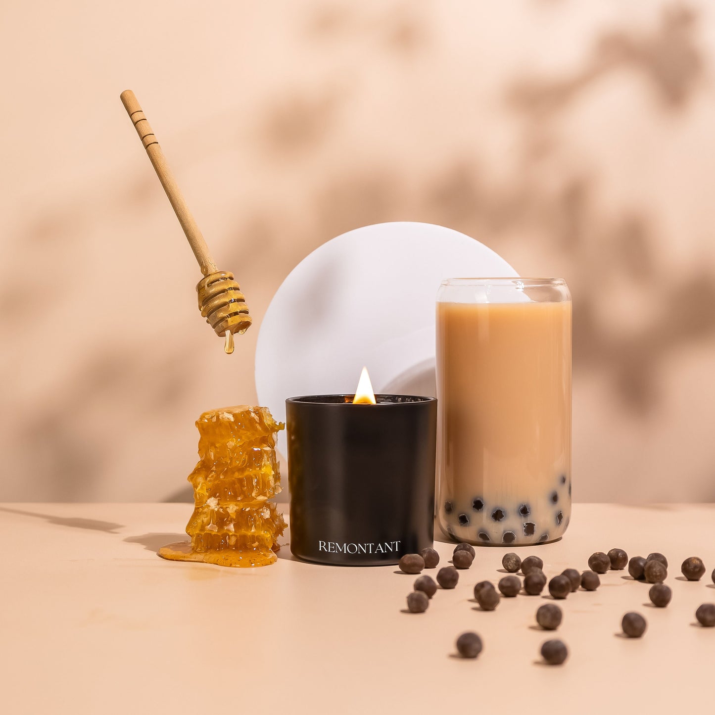 Honey Boba Candle  | Brown Sugar ~Figs ~ Honey Butter | Wood Wick Candle.