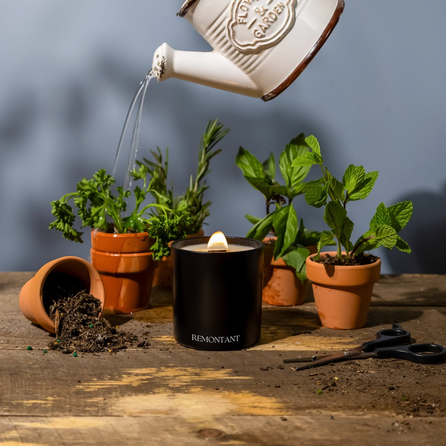 Herb Garden Candle  | Herbs ~ Basil ~ Mint | Wood Wick Candle