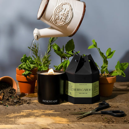 Herb Garden Candle  | Herbs ~ Basil ~ Mint | Wood Wick Candle